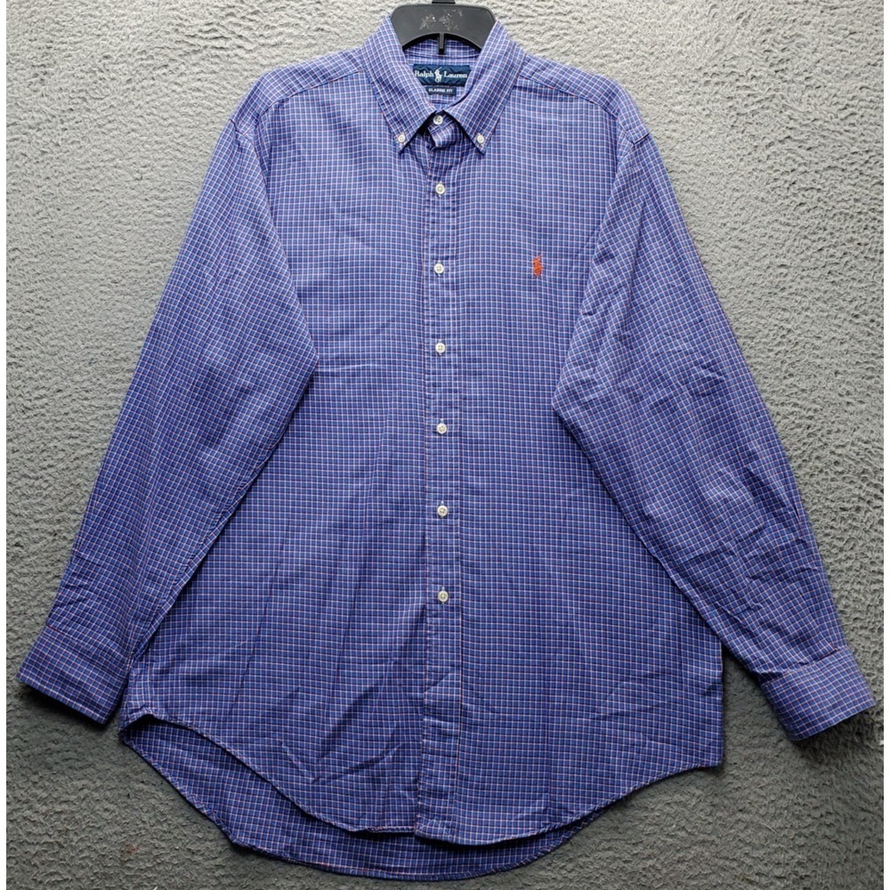 Ralph Lauren Shirt Mens L Multi Check Classic Fit Pony Logo Collared Button Down